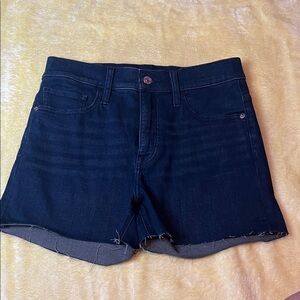 Express Shortie High Rise Hyper Stretch Dark Indigo Jean Shorts